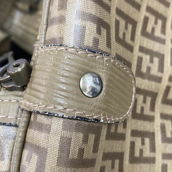 FENDI Logo Zucchino Travel Hand Bag Coating Canvas Leather Brown GHW 68KB162 - Picture 15 of 15